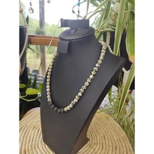 Dalmation & Lava Gemstones Round Beads Necklace Men or Women Necklace